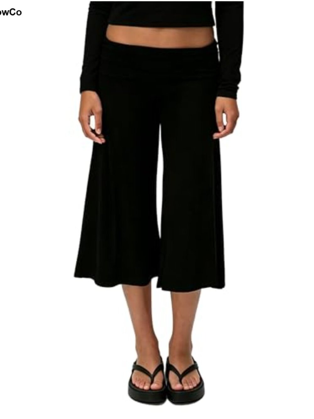 Gaucho Pants for Women Fold Over Flowy Capri Yoga Pants